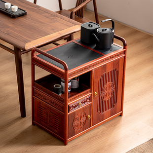 花梨木移动茶车茶台家用烧水壶一体式茶水柜家用小茶桌实木茶水架