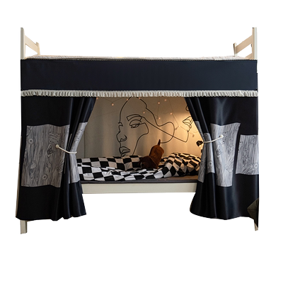 学生宿舍有支架下铺滑轨床帘