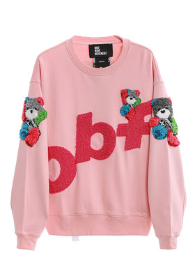 潮牌立体小熊 obf 标识圆领卫衣 街头风男女上衣 MW093071032B