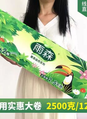 雨森春意盎然原生木浆卫生纸5斤12卷大长卷宿舍家用厕纸手纸5层