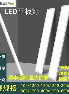 三雄定制平板灯20x120集成吊顶嵌入式弹簧卡扣石膏板10x120长条灯