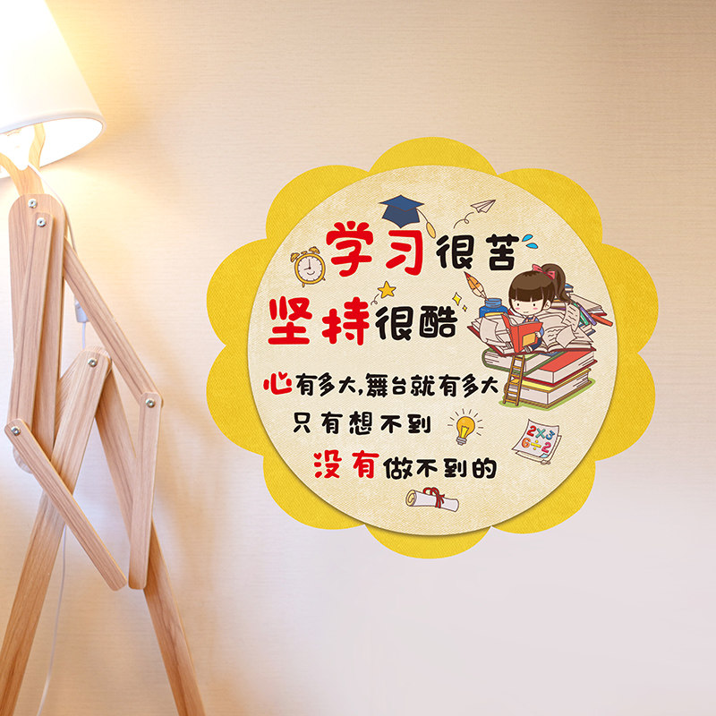 励志墙贴画门贴自粘小图案装饰贴纸儿童房间卧室布置激励标语床头