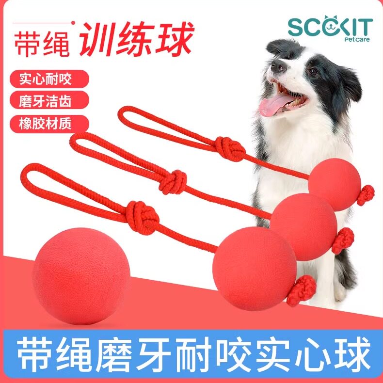 狗狗玩具球拉绳实心弹力