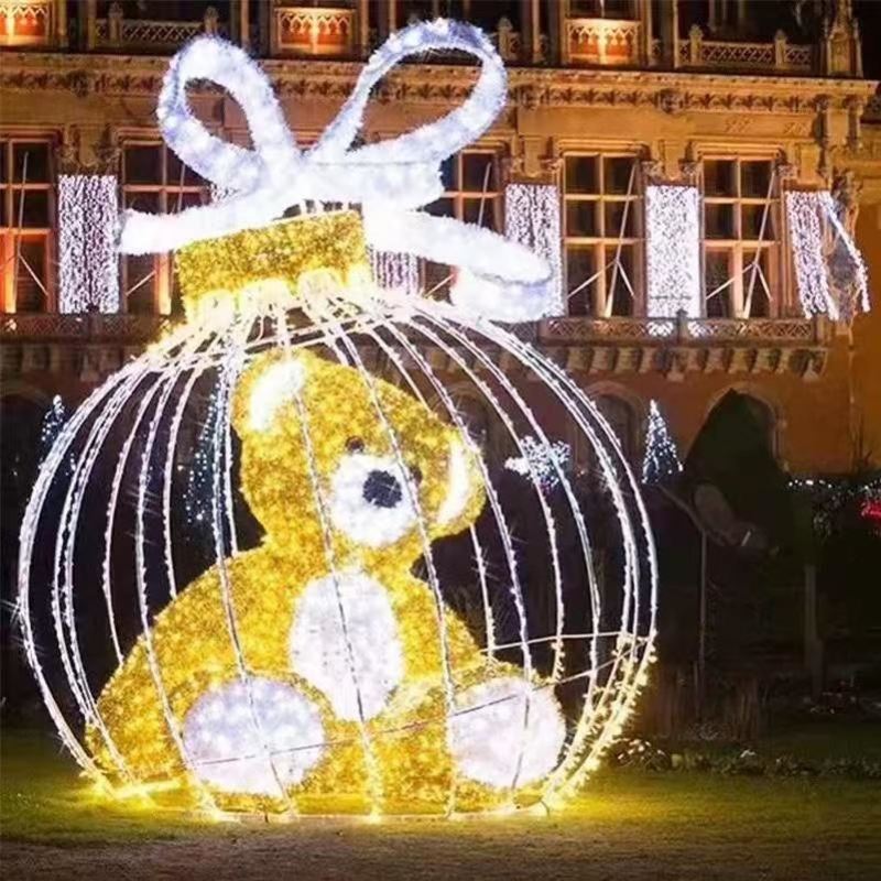 大型户外LED卡通圣诞熊灯光熊造型灯 节日灯光秀商场景区摆件定制