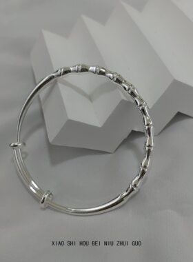 小时候被牛追过!戴不上推拉一下就行了 竹节手镯手环