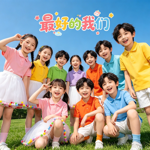 儿童彩色polo衫演出服