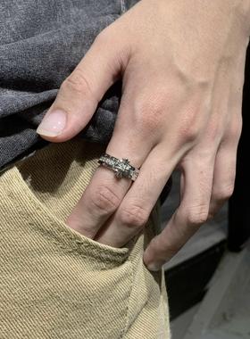 原创十字花纯银戒指男士