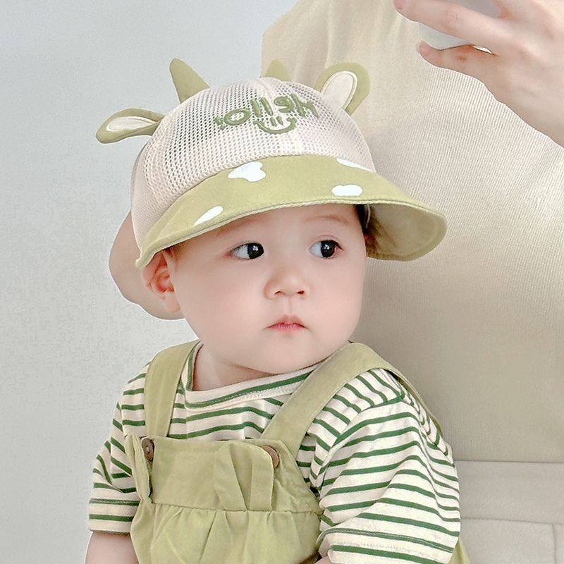 婴儿遮阳帽夏季薄款防晒防紫外线护头颈宝宝透气太阳帽外出帽子