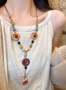 新中式复古民族风长款毛衣链女