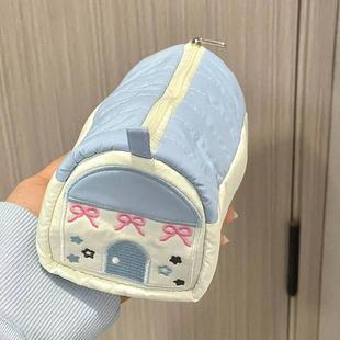 ins粉色小房子笔袋可爱文具盒收纳袋女生大容量高颜值蓝色文具袋