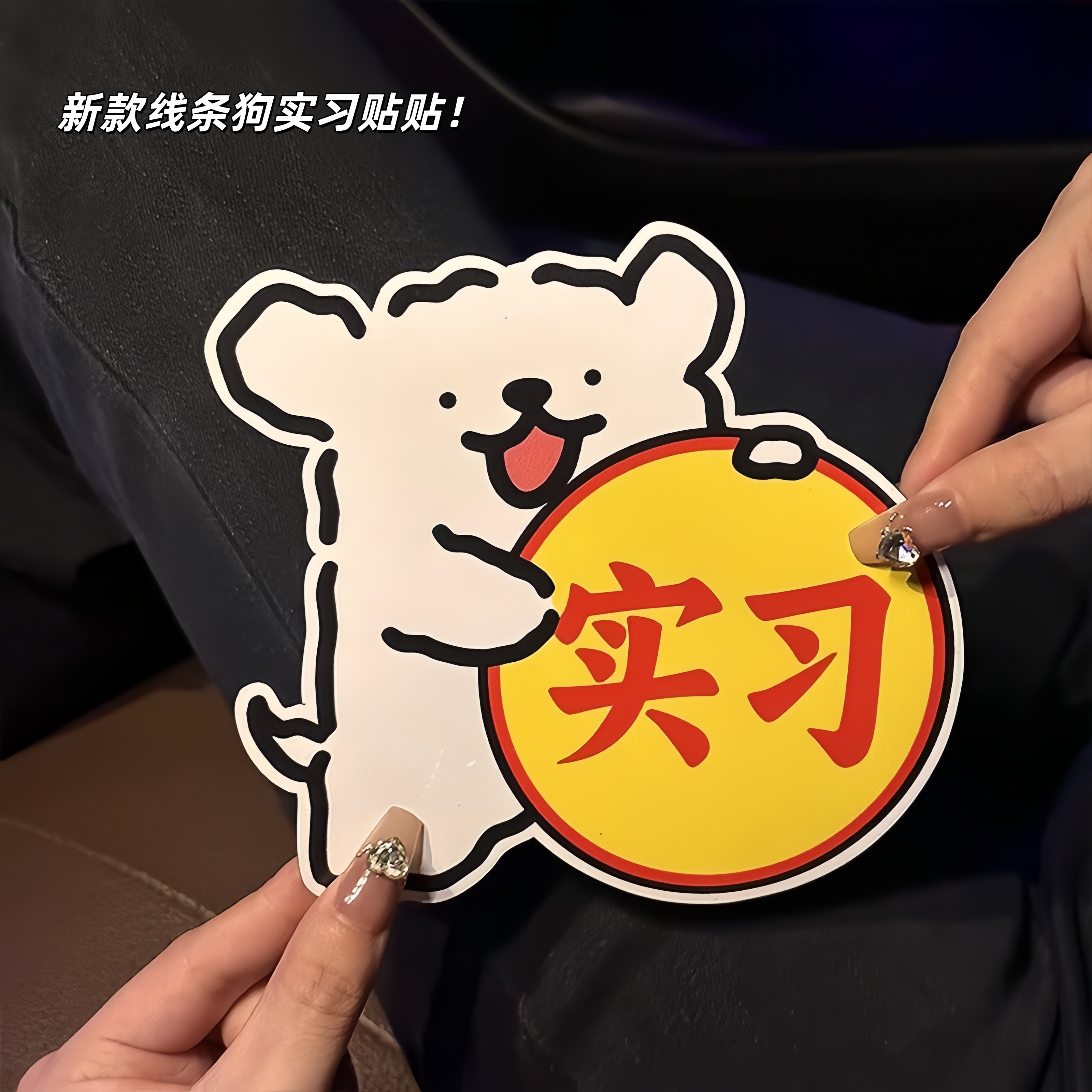 实习车贴搞笑汽车贴纸线条狗