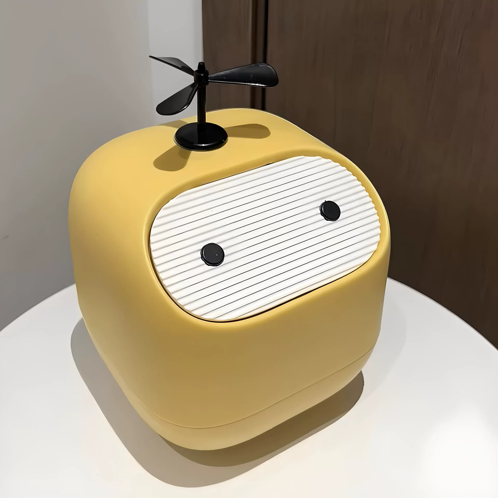 可爱卡通桌面垃圾桶黄小风扇