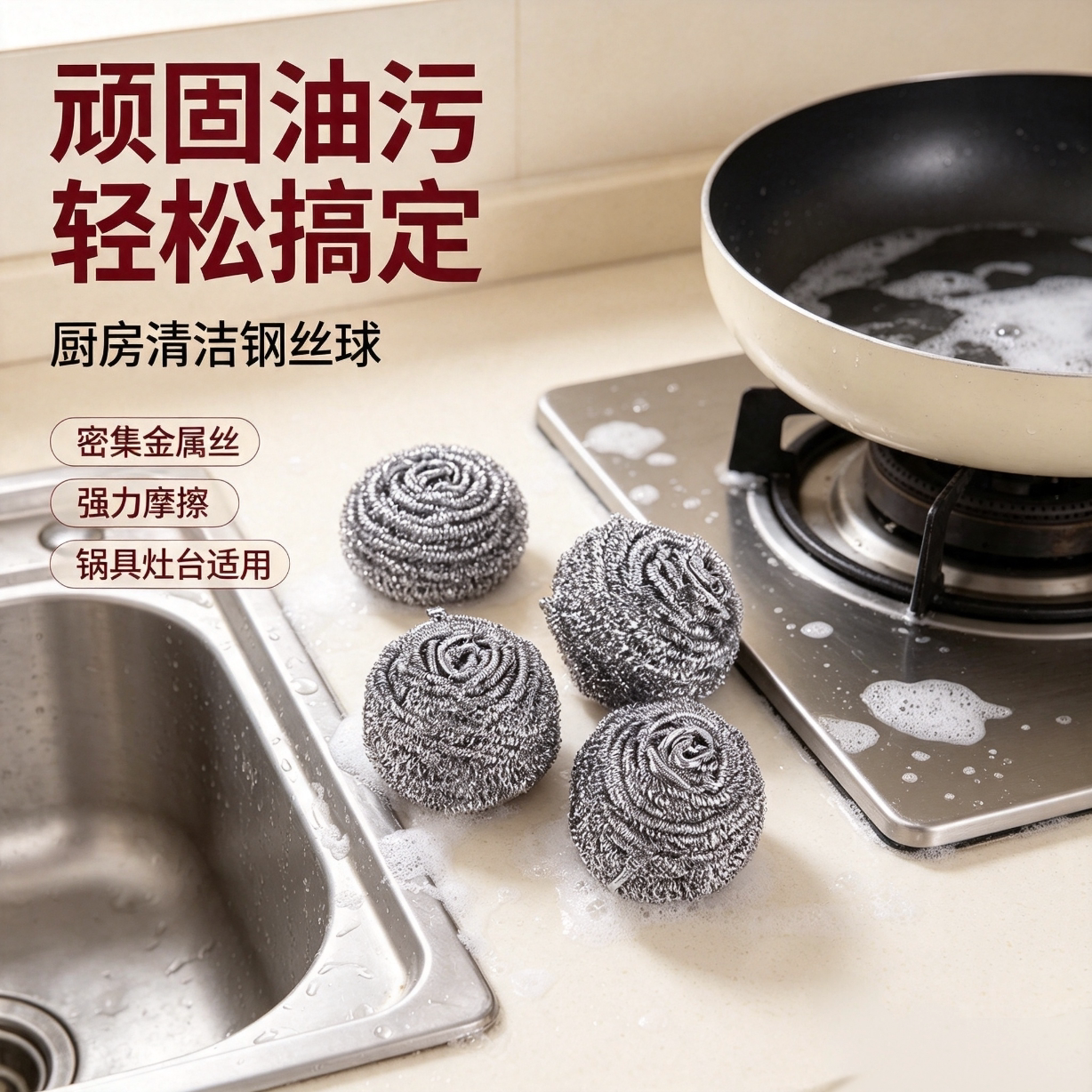 厨房钢丝球清洁球不锈钢强力去污不掉丝家用清洗球