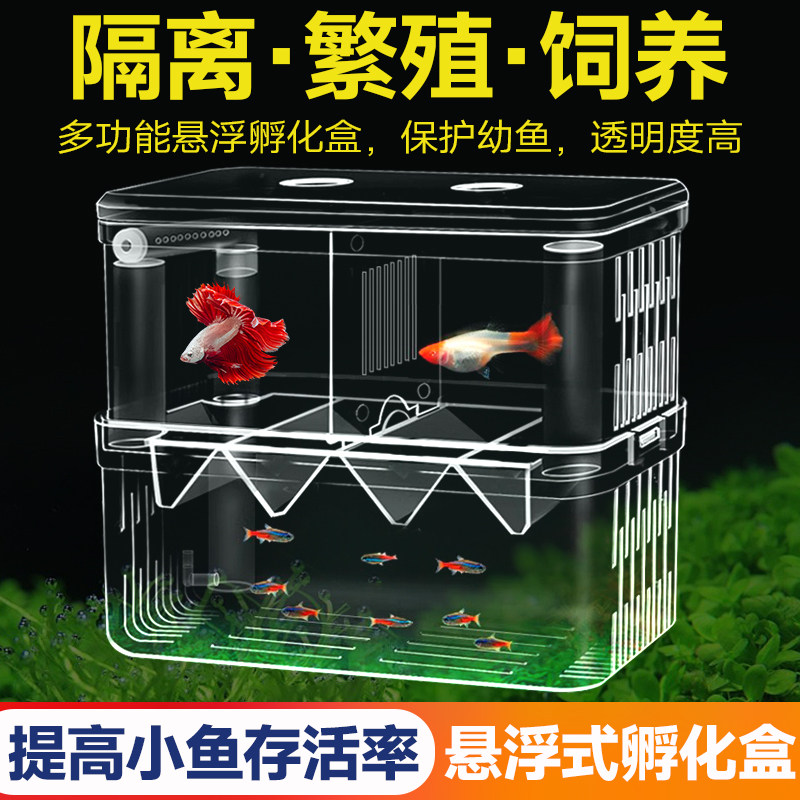 鱼缸隔离盒孵化盒孔雀鱼繁殖盒热带鱼小鱼幼鱼大小号孵化器产卵房