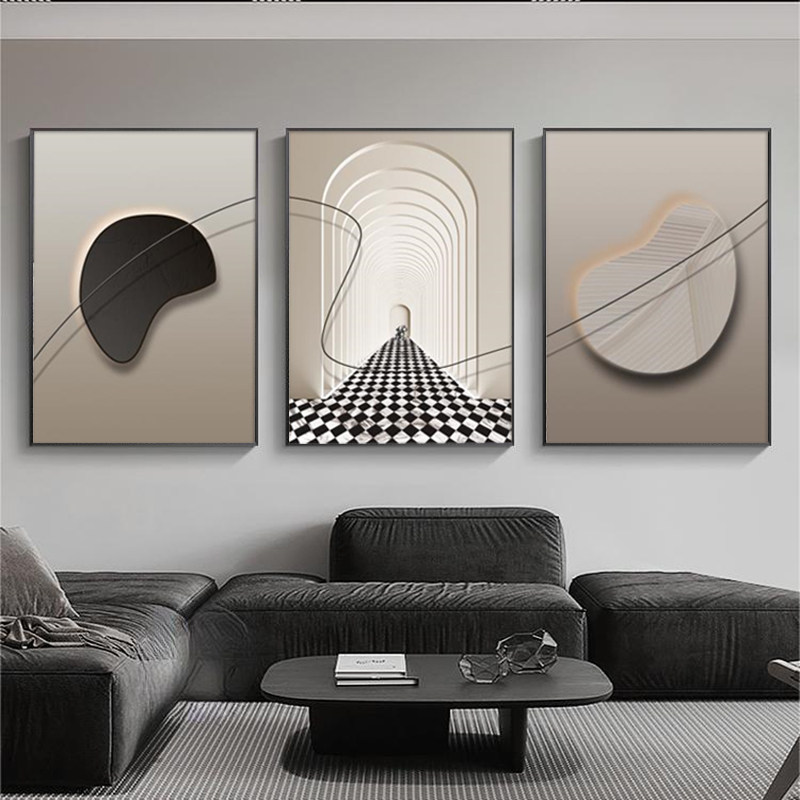 空间感现代简约轻奢抽象客厅沙发背景墙装饰画三联画卧室挂画壁画,家居饰品,现代装饰画,淘宝优惠券,粉丝福利购,淘宝优惠卷