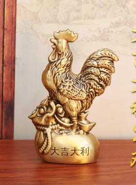 黄铜一鸣惊人鸡摆件家居室