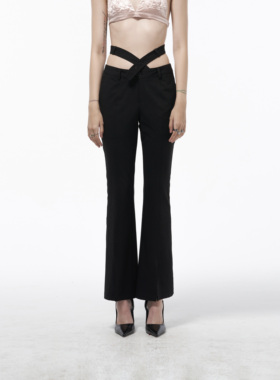 【5折】LinyiLi黑色西裤女休闲裤微喇裤冬黑色裤子百搭显瘦