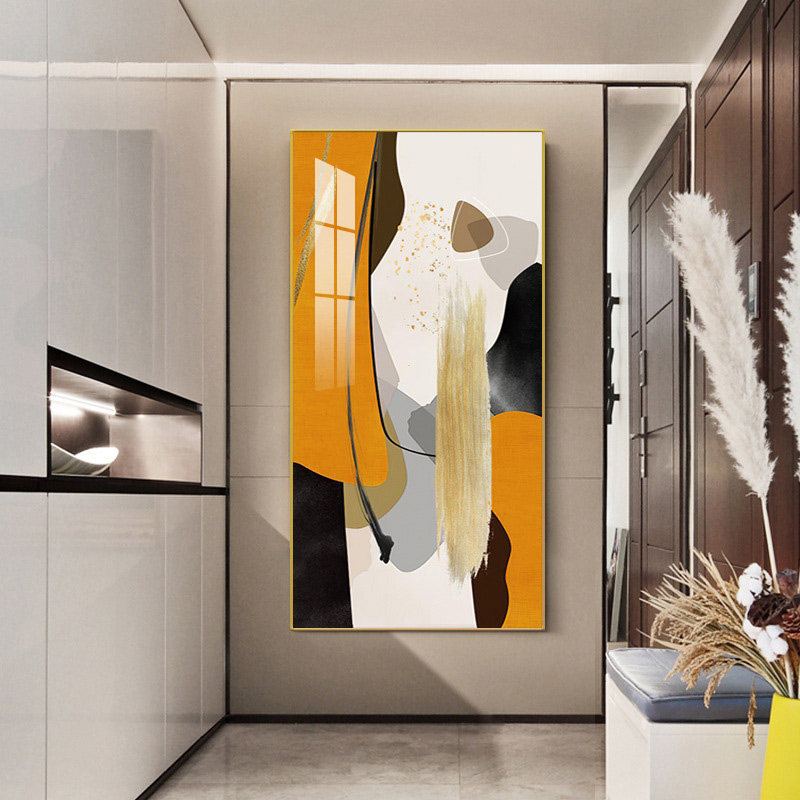 北欧抽象艺术玄关装饰画竖版几何色块壁画客厅入户走廊过道墙挂画
