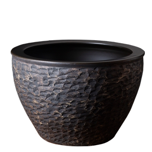 仿石头缸大号手工陶瓷鱼缸客厅落地庭院家用造景荷花缸养鱼盆花盆