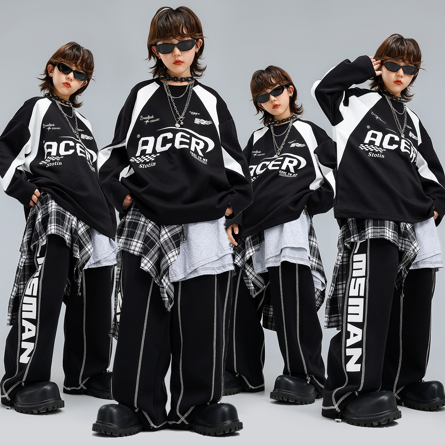 男女童嘻哈街舞长袖卫衣运动长裤