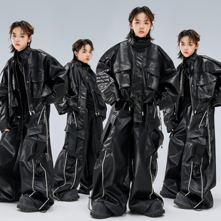 儿童街舞演出服嘻哈男童潮酷夹克套装 旦表演服 少儿hiphop架子鼓元