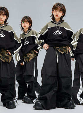 街舞儿童潮服套装男童hiphop潮牌走秀童装女童架子鼓炸街演出服装