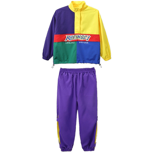 街舞儿童潮服嘻哈hiphop潮牌酷帅气套装男女少儿宽松表演出服秋冬