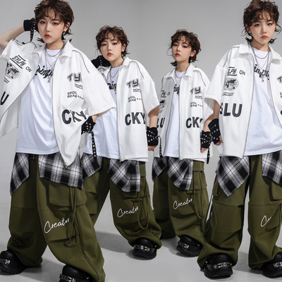 男女童嘻哈潮牌短袖衬衫工装长裤