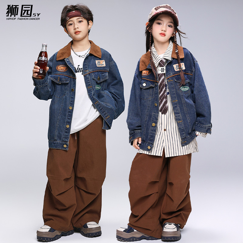 优选品质男女童嘻哈街舞牛仔外套