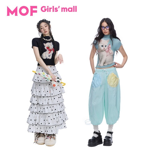 MOF少女百货褶皱衫明星同款T恤