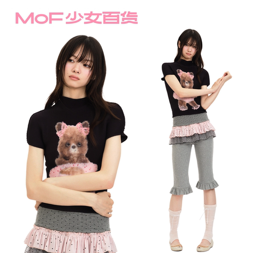 MOF夏季显瘦小熊涂鸦短袖T恤