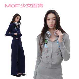 MOF少女百货 运动风卫衣套装大眼睛烫钻装饰连帽卫衣卫裤两件套