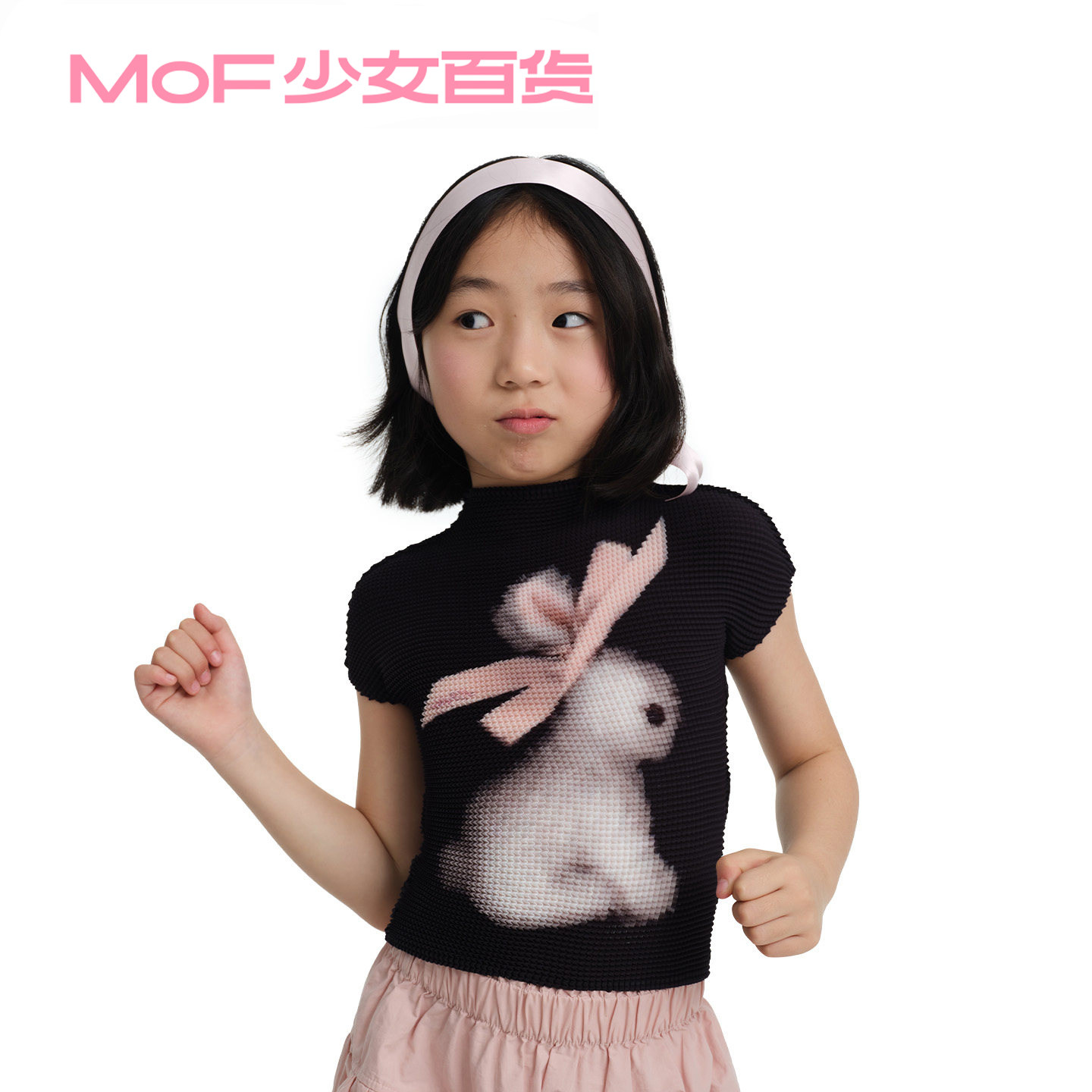 MOF少女百货丝带兔褶皱衫儿童款图片