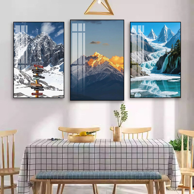 玉龙雪山挂画云南风景照丽江酒店民宿壁画山顶高峰日照金山装饰画