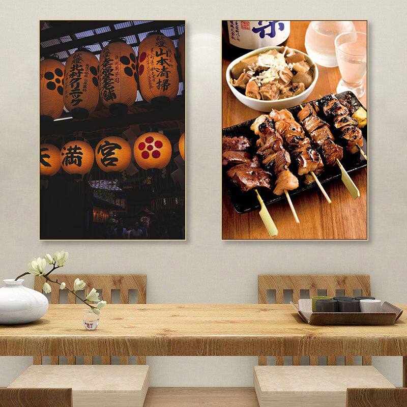 日式烧鸟店装饰画日本饭厅烤肉串串烧烤海报寿司日料店居酒屋挂画
