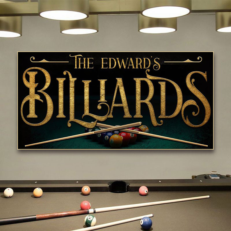 桌球室复古牌匾装饰画斯诺克台球厅英文标语挂画美式工业风壁画