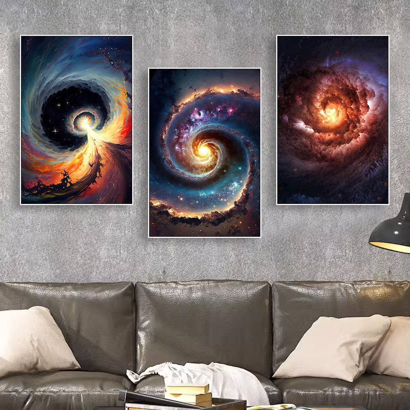 宇宙星空装饰画酒吧音乐餐厅太空黑洞挂画卧室客厅星系艺术壁画