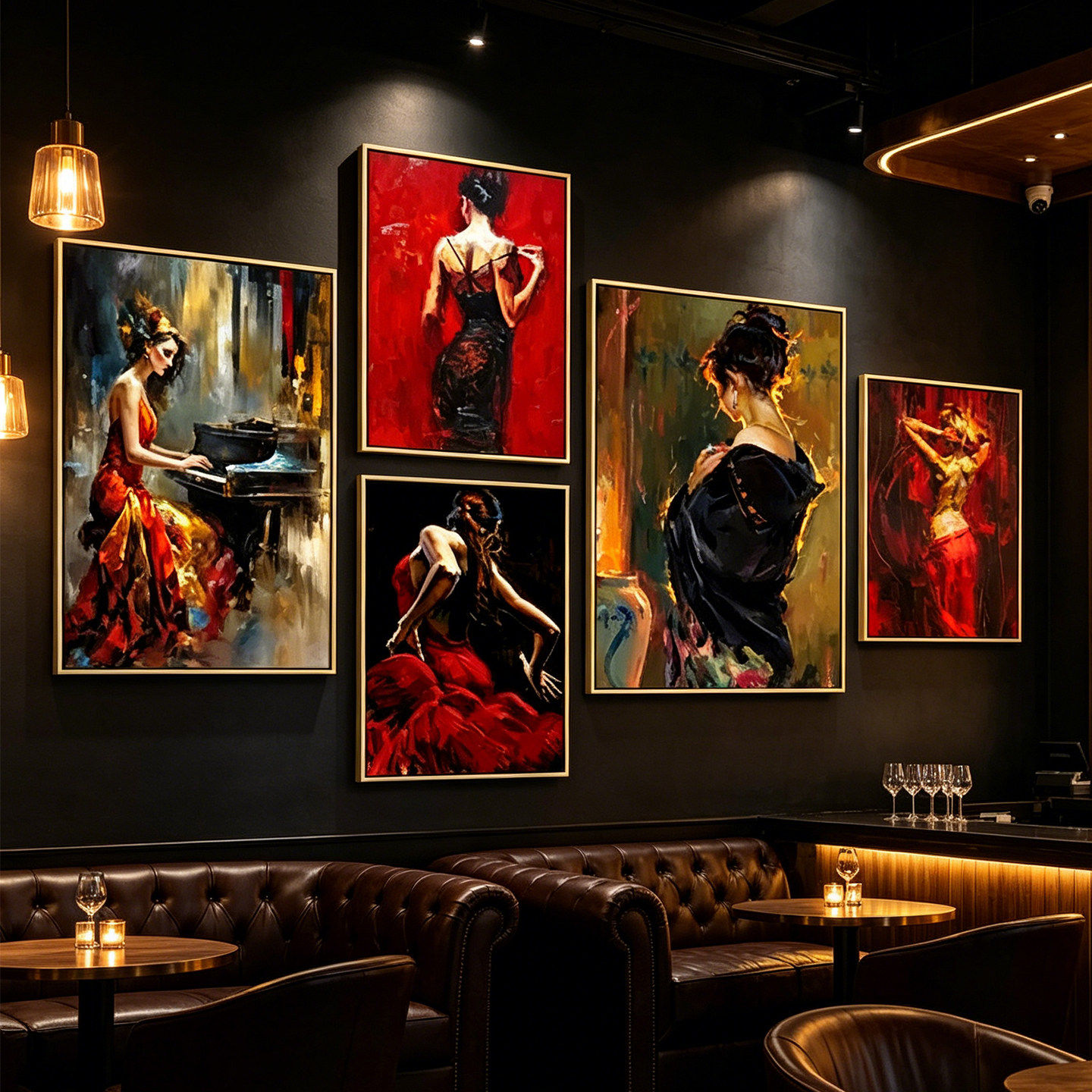 法式复古风音乐餐吧西餐厅挂画油画风艺术人物酒吧酒馆会所装饰画