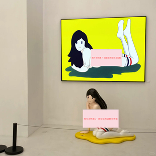 日本当代艺术潮画装饰画潮流维纳斯和猫抱猫女孩挂画天野健版画