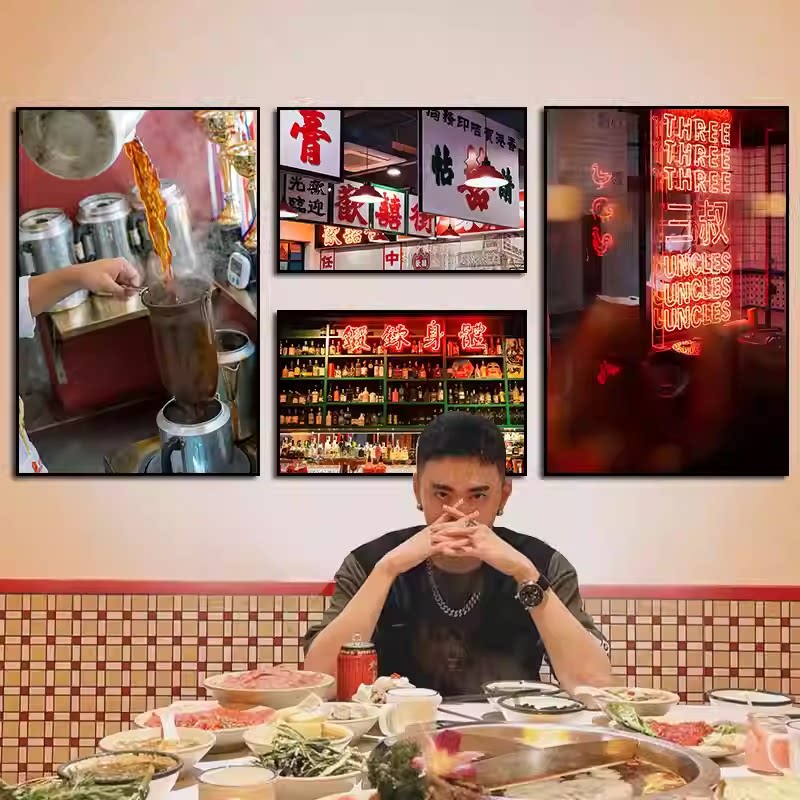 香港老街景装饰画怀旧港风冰室港式茶餐厅奶茶店挂画茶档士多壁画