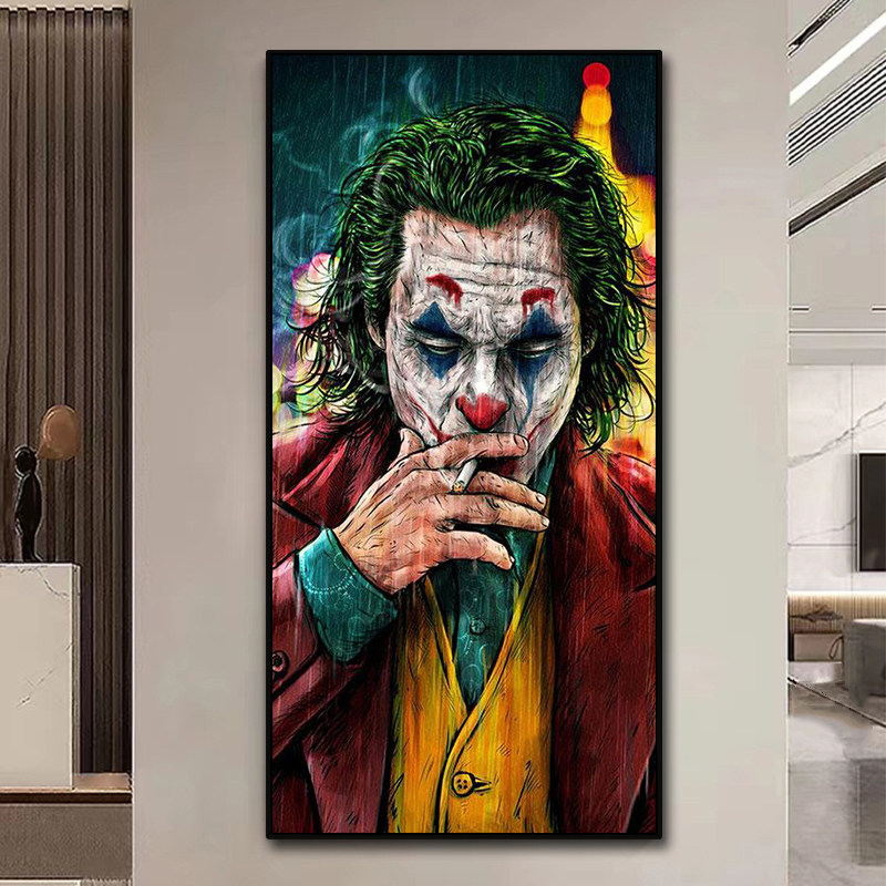 小丑装饰画咖啡厅私人影院DC墙面挂画客厅玄关Joker希斯莱杰壁画