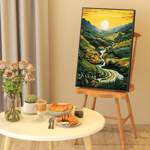 万里梯田田野风景装饰画客厅沙发背景墙挂画卧室农家乐田园风壁画