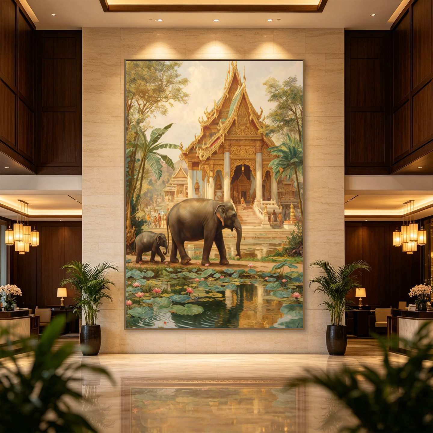 东南亚大象装饰画泰式风景玄关酒店会所餐厅民宿壁画吉祥寓意挂画
