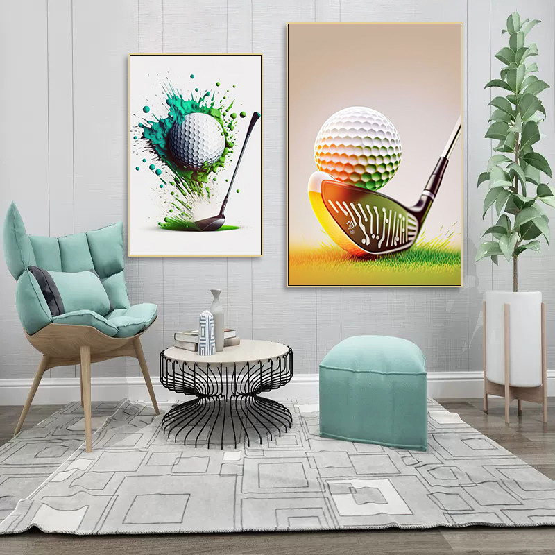 高尔夫球装饰画golf俱乐部办公室背景墙抽象挂画户外运动壁画