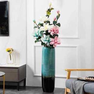 现代简约中式 干花落地花瓶大号陶瓷客厅玄关欧式 插花摆件家居装 饰