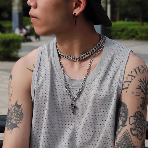 满钻古巴项链男潮嘻哈王嘉尔同款