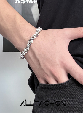 个性珍珠拼接古巴手链男女潮流