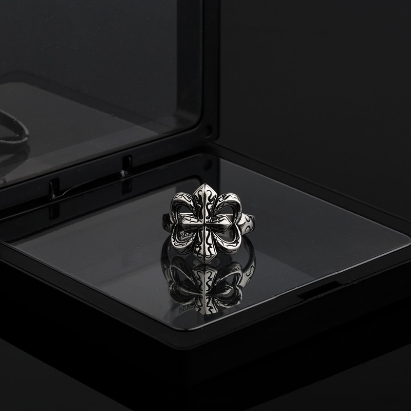 thumbnail for European and American distressed retro rings, men's trendy brand cross opening, adjustable hip-hop luxury, niche design, index finger