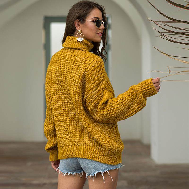 autumn winter women turtleneck sweater loose oversized