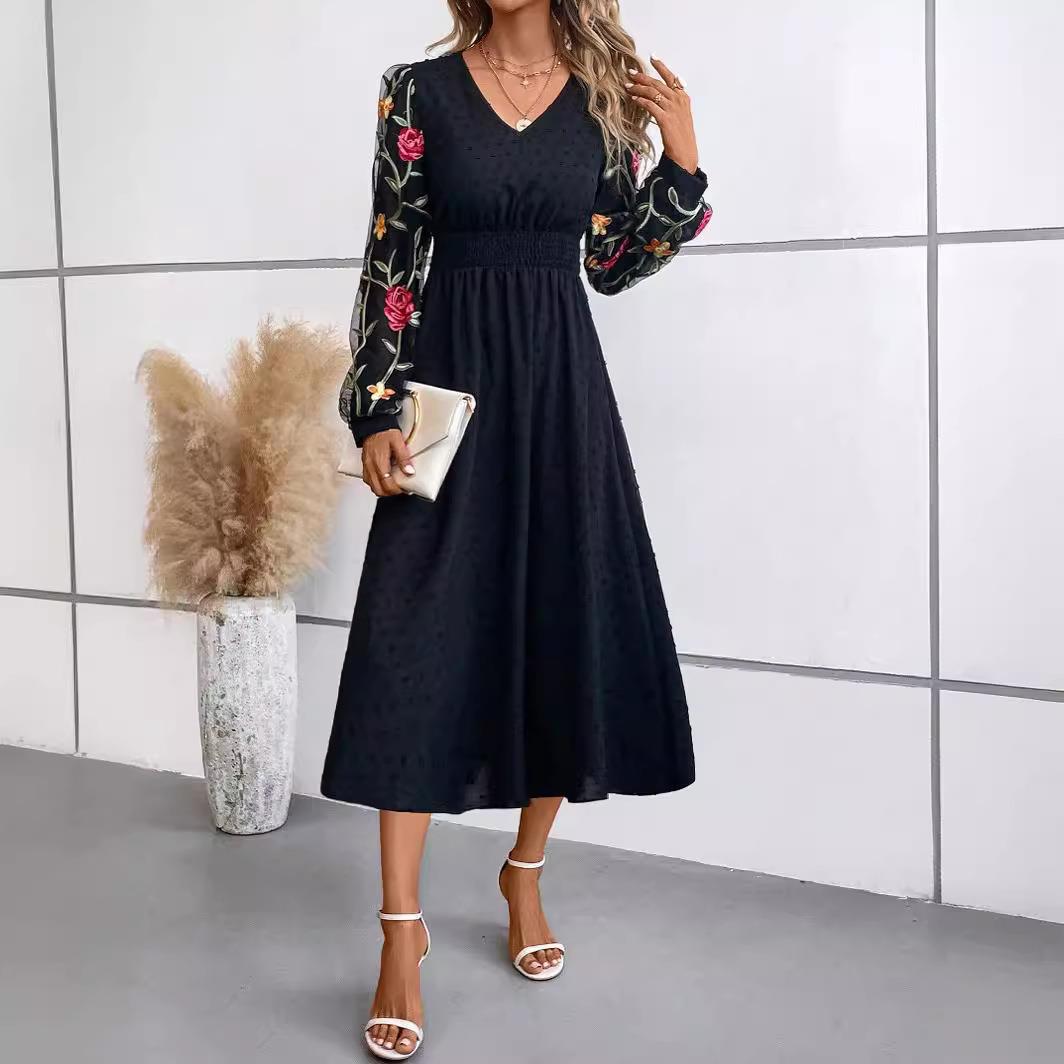 for long elegant one-step dress women sleeve Temperament